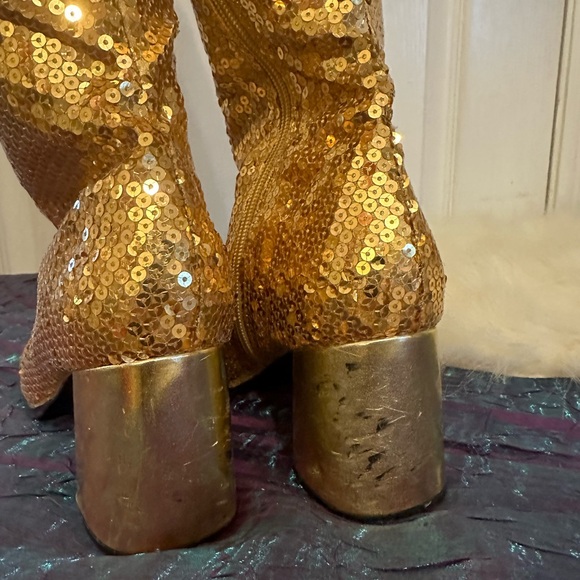 Gold Sequin Costume GoGo Cosplay Party Boots Women’s Sz 9 - Picture 6 of 7